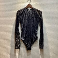 フェンディ FENDI ズッカ柄 ボディスーツ シースルー タンガー カットソー 黒 ブラック レディース F518/T6