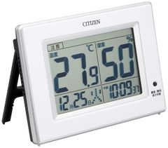リズム(RHYTHM)CITIZEN シチズン 温度計 湿度計 時計付き デジタル ライフナビD200A 白 10.5×14.5×2.4cm 8RD200-A03