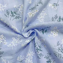 moonfarm 花柄 コットン 生地 選べる6色 幅1.4m 綿100％ ジャガード 手芸 レース フラワー 布(ブルー,  1m)のサムネイル