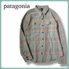 パタゴニア フィヨルド 長袖 フランネルシャツ レディース S  チェック ネルシャツ オーガニックコットン 長袖シャツ グレー ピンク