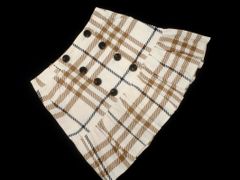 BURBERRY バーバリー チェック フレア 巻き ラップ スカート size36/白ｘベージュ ■■ レディース