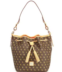 【送料無料】 ドーネイアンドバーク レディース ショルダーバッグ バッグ Signature Blakely Collection Tasha Logo Drawstring Bucket Bag Brown
