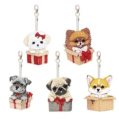 【新着商品】両面全貼り付け ビーズアート DIY ペンダント 手作り 5個セット 手工芸品 キーホルダー バッグ飾り ダイヤモンドアート チャーム [まちの波]