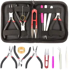KEWAYO ジュエリー制作ツール 手芸ツール 8点セット 金具 平ペンチ 丸ペンチ ニッパー ピンセット 目打ち 糸切ハサミ ジュエリー作り ハンドメイド 手芸用品