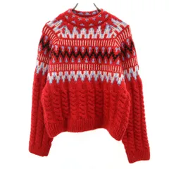 ザラ アクリル ノルディック柄 長袖 セーター M 赤系 ZARA ニット 厚手 レディース