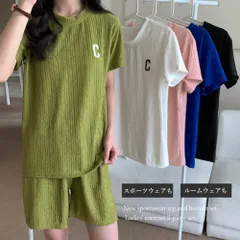  Tシャツ＆イージーパンツ 夏服上下セット セットアップギフト リラクシングウェア 夏通気性部屋着ロゴ