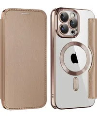★【REHOOF】iPhone 14 pro ケース 手帳型 magsafe対応 6.1インチ 背面 透明 クリア 財布型 アイフォン 14 プロ ケース マグセーフ 手帳 ワイヤレス充電対応 カード入れ PU革  全面保護 スマホカバー（チタンゴールト）