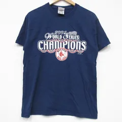 M/古着 アディダス adidas 半袖 ビンテージ Tシャツ メンズ 00s MLB ボストンレッドソックス コットン クルーネック 紺 ネイビー メジャー