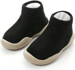 Petit Tummy 三児のママ保育士推奨 ファーストシューズ ベビースニーカー 滑り防止 室内履き 室外兼用 ベビーシューズ ソックスシューズ 赤ちゃん 男の子 女の子 ルームシューズ(ブラック,  11.5 cm)