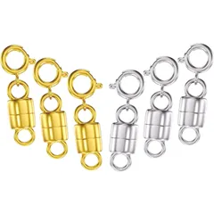 【在庫処分】ネックレス 留め具 マグネット クラスプ 6個セット エンドパーツ ジュエリー用 延長用金具 磁気クラスプ DIY用 クラフト作り 簡単装着