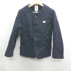 DANTON ノーカラージャケット 38 ネイビー DANTON ウールモッサノーカラーコート 38 ネイビー