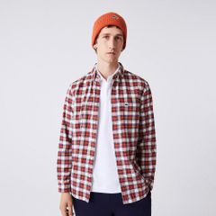 ラコステ LACOSTE ボタンダウンチェックネルシャツ カジュアルシャツ オシャレシャツ 通勤 通学 メンズ MENS BUTTON DOWN CHECK FLANNEL SHIRT CH4603L-7TM RED