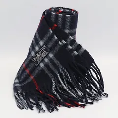  美品 バーバリー ネイビー チェック柄 カシミヤ100％ メンズ/レディース マフラー KRH 2000000 NSK