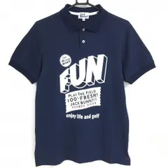 ★SALE価格★ジャックバニー 半袖ポロシャツ ネイビー×白 ビッグプリント メンズ 4(M) ゴルフウェア Jack Bunny