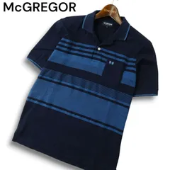 McGREGOR マクレガー 春夏 ロゴ刺繍★ 半袖 ボーダー ポロシャツ Sz.M メンズ 紺 ネイビー