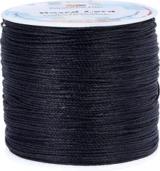 PH PandaHall 約106m/巻き ポリエステル製 蝋引き紐 直径0.5mm ブラック( ブラック（幅0.5mm）)