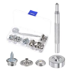 uxcell キャンバススナップキット 3/20cm メタル ファスナーキット スナップ カバー カーペット 修理用 2個設定ツール付き シルバートーン 20セット入り