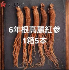 6年根高麗紅参　5本50g以上♪  野生環境黒土露地栽培　高麗人参　ギフト向き