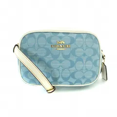 コーチ COACH ミニ ジェイミー カメラ バッグ シグネチャー シャンブレー ショルダーバッグ タッセル レザー 青 ブルー 白 ホワイト CA732 ■GY18 /MQ