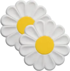 Queen-b シリコンマット 2枚セット お花 耐熱 食事 ランチョンマット コースター 鍋つかみ 鍋敷き 多機能 滑り止め かわいい おしゃれ フラワー シリコン製 洗える(ホワイト,  17x17x0.75cm)