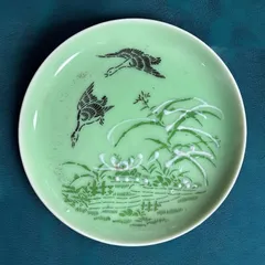 古伊万里 鳥図四角皿2客 向付/中皿/銘々皿/四角形皿/骨董品