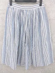 ◇ Ray BEAMS レイ ビームス ストライプ 膝下丈 ギャザー スカート 0 ブルー系 *  【1002799195355】