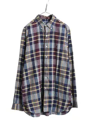 【お得なクーポン配布中!】 90s ラルフローレン チェック 3点留め 長袖 ボタンダウン シャツ メンズ L 古着 90年代 オールド ポロ 長袖シャツ マルチカラー ワイシャツ