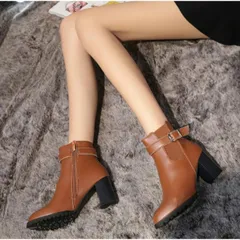 レディース ブーツ ショートブーツ チャンキーヒール ブーティー ストレッチ 太ヒール ハイヒール アンクルブーツ 歩きやすい 疲れない 幅広 甲高 カジュアルshundian01