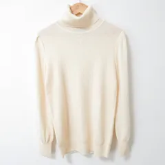 美品 SINME シンメ 板谷由夏 ウール100% タックスリーブ 長袖 タートルネック リブニット カットソー セーター M アイボリー レディース 古着 中古 美品 SINME シンメ 板谷由夏 ウール100% タックスリーブ 長袖