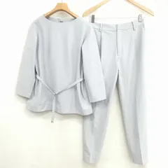 ナノユニバース nano universe フォーマル パンツ スーツ セットアップ プルオーバー ブラウス スラックス 38 ブルーグレーのサムネイル