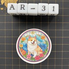 방수 스티커 아키타견 스테인드 글라스풍 개 AR-31