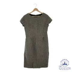 ☆美品☆ INED イネド ワンピース ミニ タイト チェック 半袖 レディース ブラック 9 キュプラ 日本製 901-5333 送料無料 古着