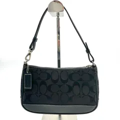 COACH コーチ 6094 シグネチャー アクセサリーポーチ ハンドバッグ キャンバス×レザー ブラック ●