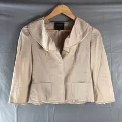 ランバンコレクション LANVIN COLLECTION カットソー 長袖 フリル ストライプ 綿100％ ポケット 日本製 ベージュ 36サイズ 956259