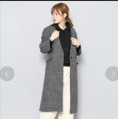 グレンチェック ノーカラーコート