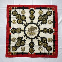 151 HERMES エルメス スカーフ カレ90 HERMES エルメス スカーフ カレ90 Cogeaux ベージュ ホワイト