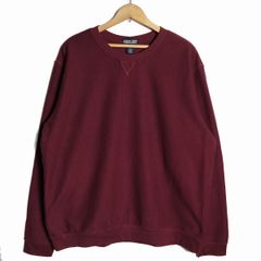 90's 00's ランズエンド 鹿の子 クルーネック スエットシャツ (XL) エンジ系 無地 インサイドアウト 90年代 旧タグ オールド LANDS'END Y2K　アメリカ古着 USED  ビンテージ ヴィンテージ