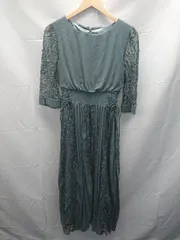 ◇ GIRL FACTORY BRABD パーティードレス　レース 七分丈 ロング ワンピース サイズL グリーン レディース E 【1212200012977】