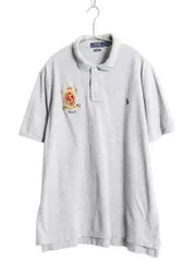 【お得なクーポン配布中!】 ポロ ラルフローレン 鹿の子 半袖 ポロシャツ メンズ L 半袖シャツ コットン カットソー ワンポイント ナンバリング ゆったり グレー 薄手