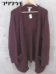 ■ MONKI モンキ ブークレ ニット ガウン カーディガン サイズM/L ボルドー系 レディース 【中古】 【1103150001541】