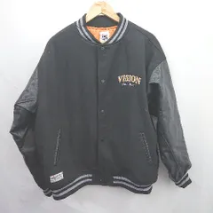 ◇ ⊇ VISION STREET WEAR カジュアル系 長袖 サガラメルトンスタジャン サイズL ブラック系 メンズ E  【1507250008064】