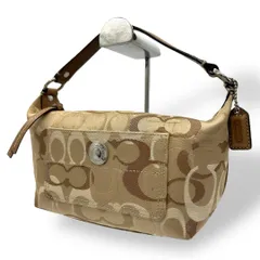 良品 559 コーチ ハンドバッグ アクセサリーポーチ シグネチャー 茶