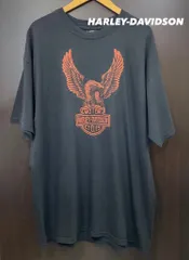 HARLEY-DAVIDSON ハーレーダビッドソン Tシャツ イーグル 立体デザイン 両面プリント ビッグプリント 00s USA製 made in USA メンズ2XL ブラック 古着 中古 10861