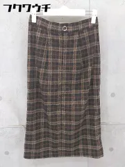 ◇ REDYAZEL レディアゼル チェック 膝下丈 タイト スカート サイズF ブラウン ベージュ レディース 【中古】 【1103150000261】