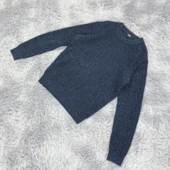 【完売】UNIQLO ユニクロ ミドルゲージワッフルクルーネックセーター  (M)  カジュアル  上品  レディース  青系  ブルー【送料無料】