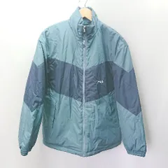 ◇ FILA フィラ フロントジップ カジュアル 長袖 ダウンジャケット サイズM ブルーグレー ネイビー メンズ E  【1404020003680】