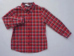 ボンポワン ボンポアン bonpoint アウトレット 子供服 男の子 4歳 約 100cm 長袖 シャツ 赤 チェック 春 夏 ★4 トップス ボーイズ 男児 キッズ 【中古】 ユーズド リサイクル こども