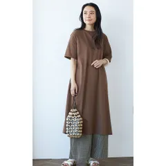 ☆ ブラウン ☆ マキシ/LLサイズ ☆ 丈が選べる！綿１００％Ａラインカットソーワンピース ワンピース レディース 夏 半袖 ワンピ Tシャツワンピ Tシャツワンピース 春夏 綿100％Ａラインカットソーワンピース おしゃれ シンプル Aライン