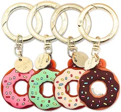 WATASHINO Airtag ケース キーホルダー エアタグ エアタグケース 子供 カバー(4色セット,  ドーナツ)