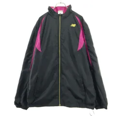 美品 NEW BALANCE ニューバランス 長袖 フルジップアップ ウインドブレーカー O ブラック メンズ 古着